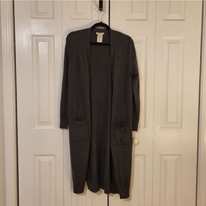 NWOT Matty M dark grey long split open cardigan